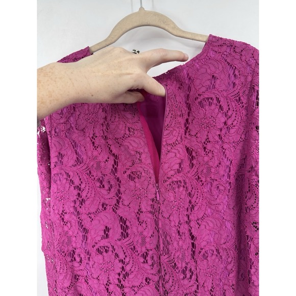 Adam Lippes Long Sleeve Lace Trapeze Midi Dress Women 8 Pink Feminine Romantic - Picture 6 of 11